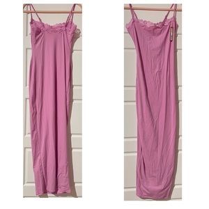 SKIMS Pink Lace Trim Maxi Dress